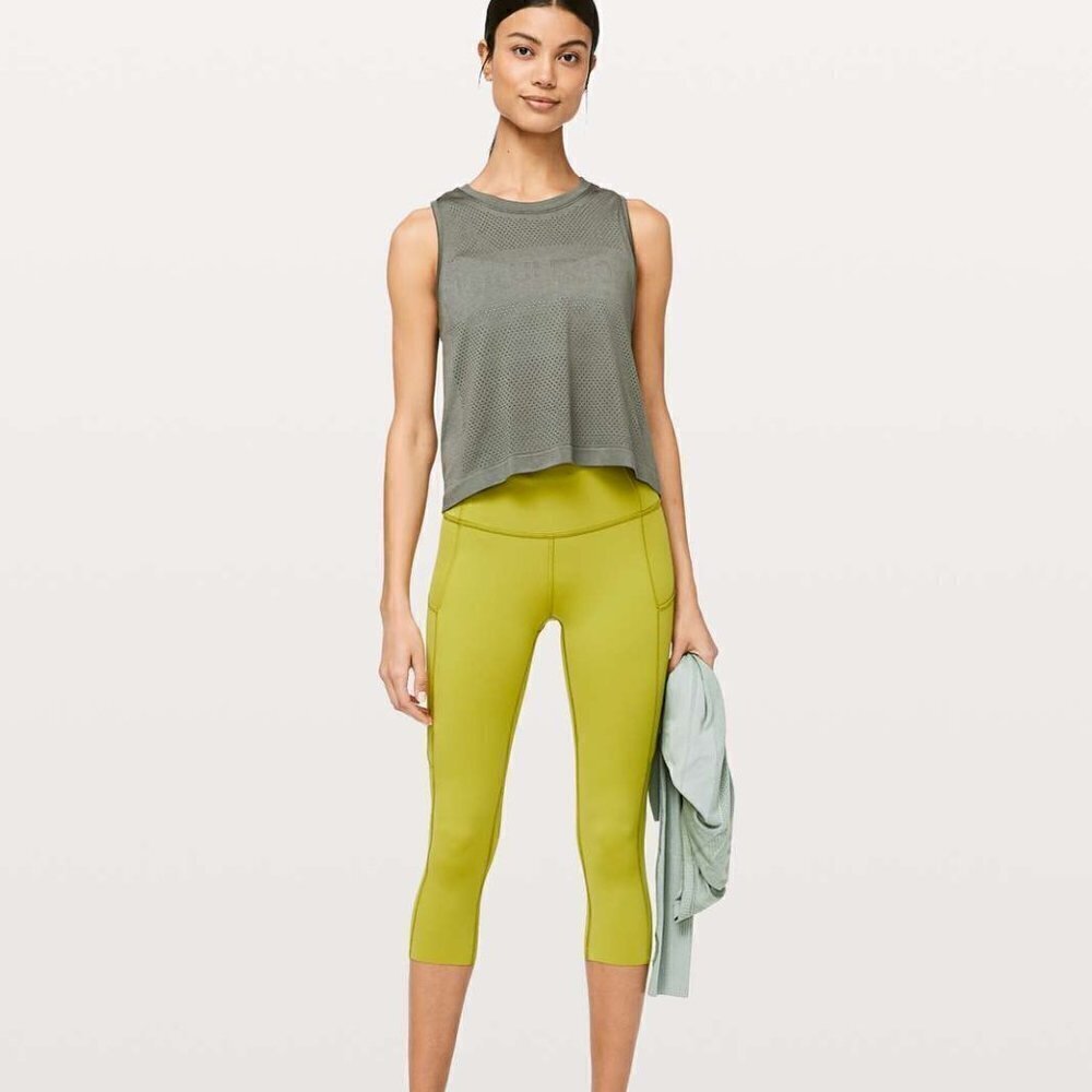 LULULEMON Fast and Free Crop II 19" *Nulux Golden Lime